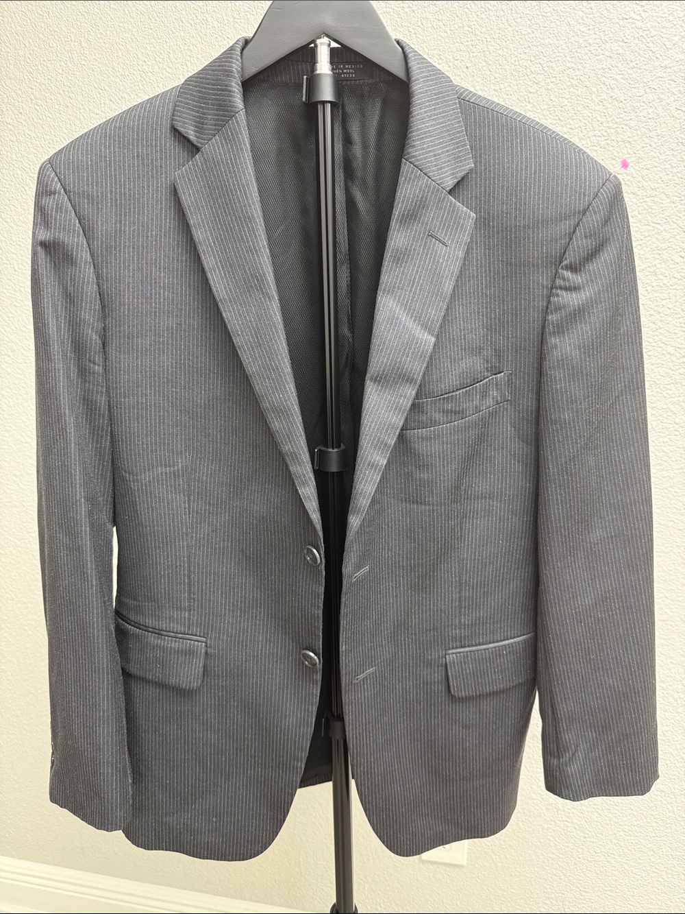 Men's Classic JNY Collection Charcoal Pinstripe Blazer
